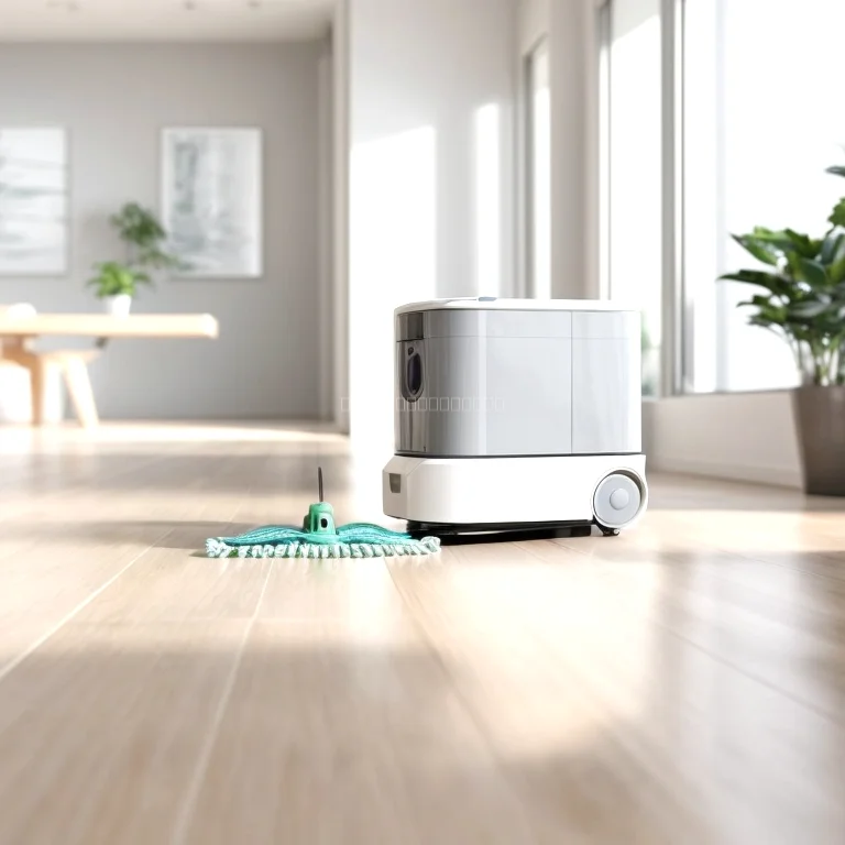 AI-Wischmopp im Einsatz auf glattem Boden